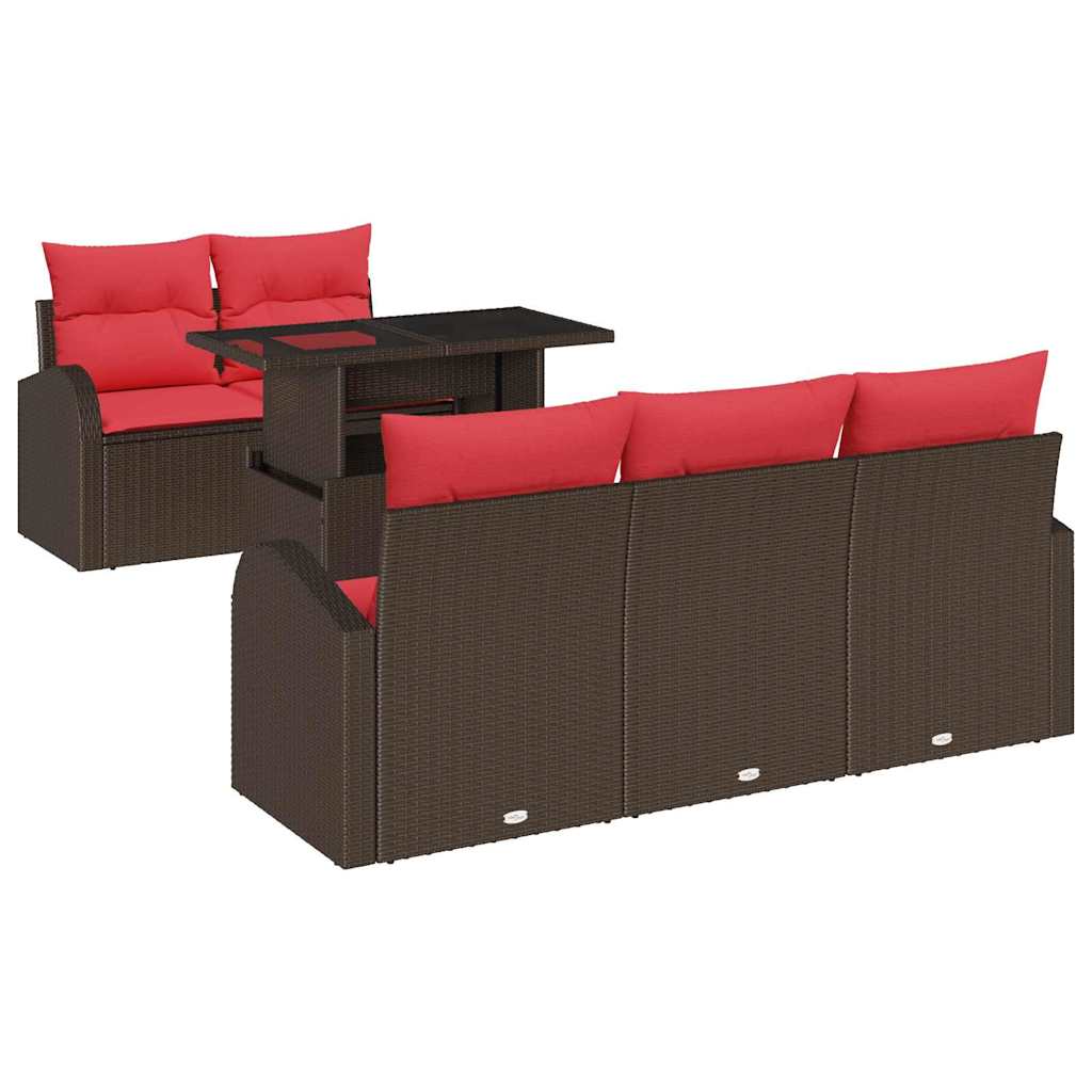 Set Divano da Giardino 6 pz Marrone Rattan in Polipropilene | homemem39