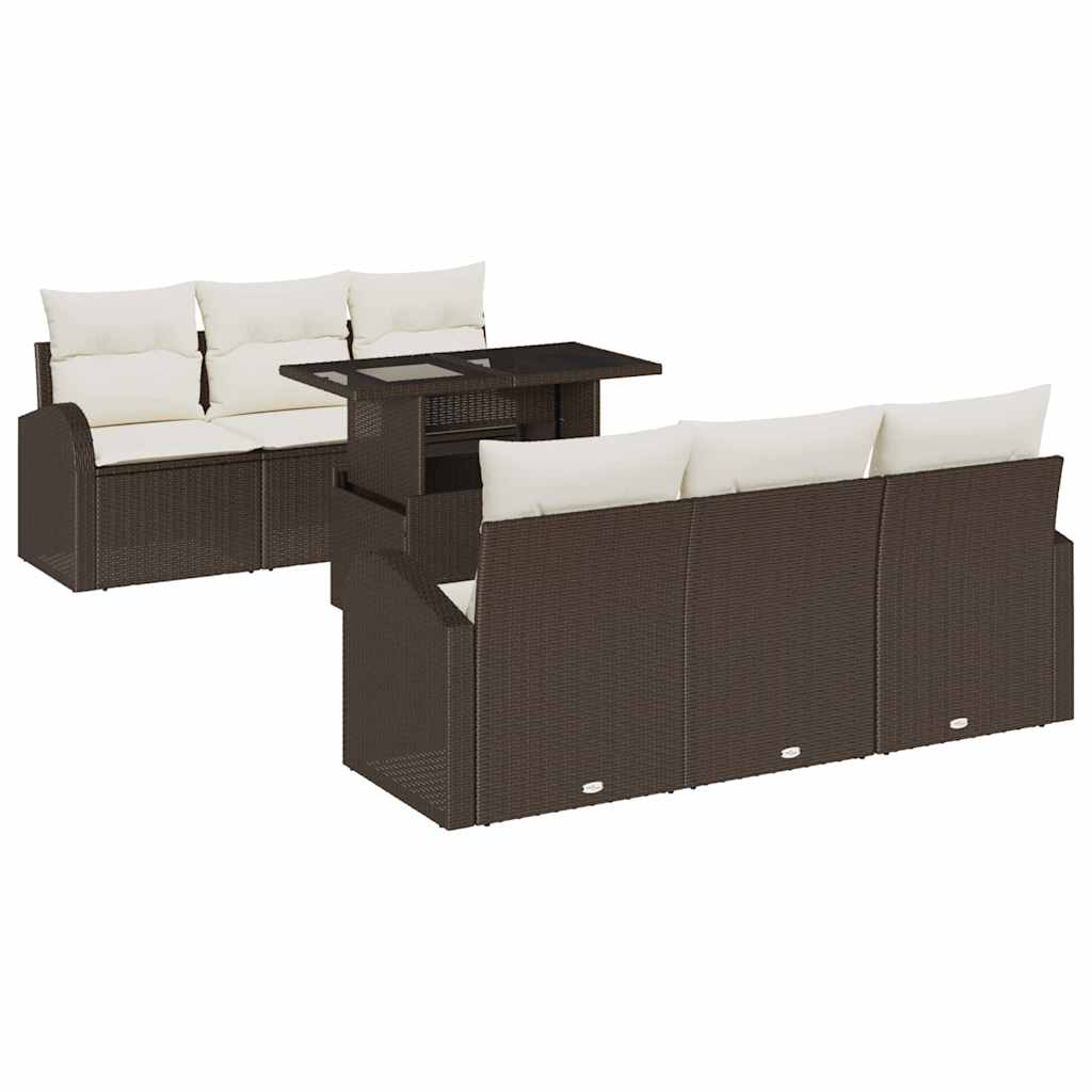 Set Divano da Giardino 7 pz Marrone Rattan in Polipropilene - homemem39