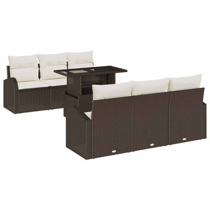 Set Divano da Giardino 7 pz Marrone Rattan in Polipropilene - homemem39