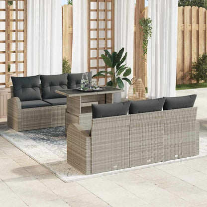 Set Divano da Giardino 7 pz Grigio chiaro
