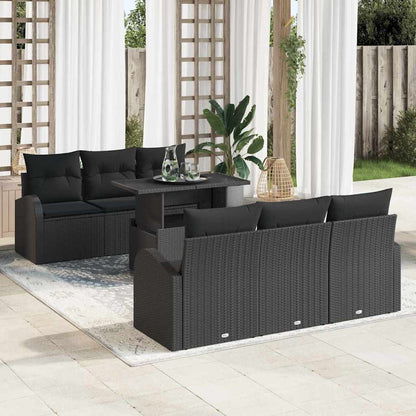 Set Divano da Giardino 7 pz Nero Rattan in Polipropilene