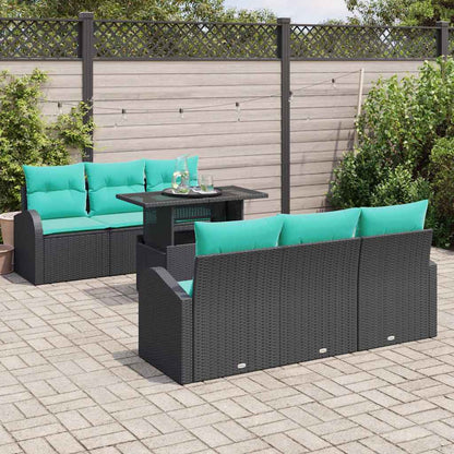Set Divano da Giardino 7 pcs Nero Rattan in Polipropilene | homemem39