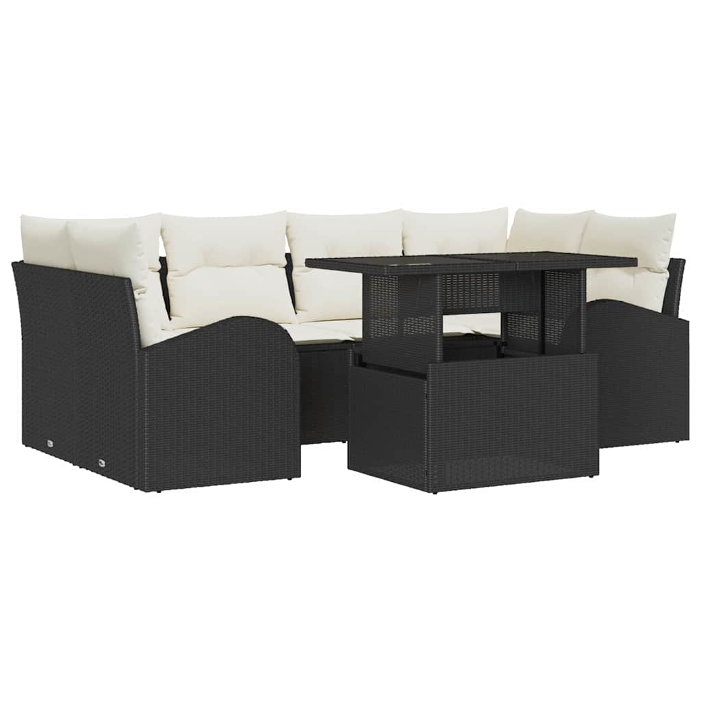 Set Divano da Giardino 7 pz Nero Rattan in Polipropilene