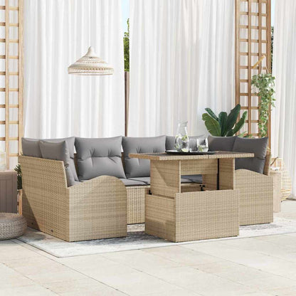 Set Divano da Giardino 7 pz Beige Rattan in Polipropilene