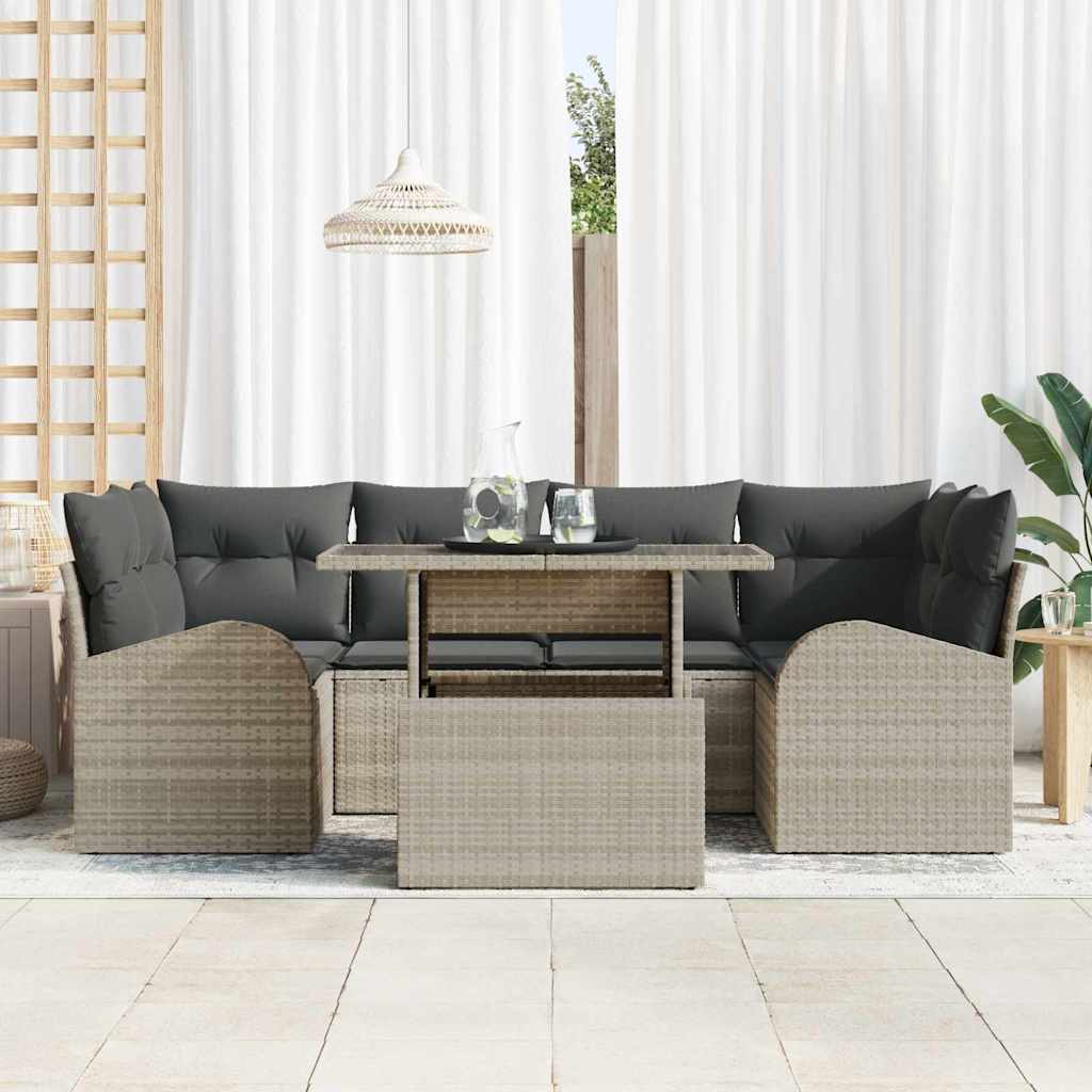 Set Divano da Giardino 7 pz Grigio chiaro