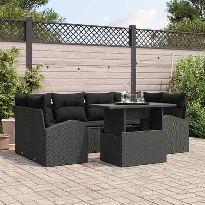 Set Divano da Giardino 7 pz Nero Rattan in Polipropilene