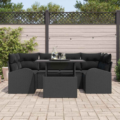 Set Divano da Giardino 7 pz Nero Rattan in Polipropilene