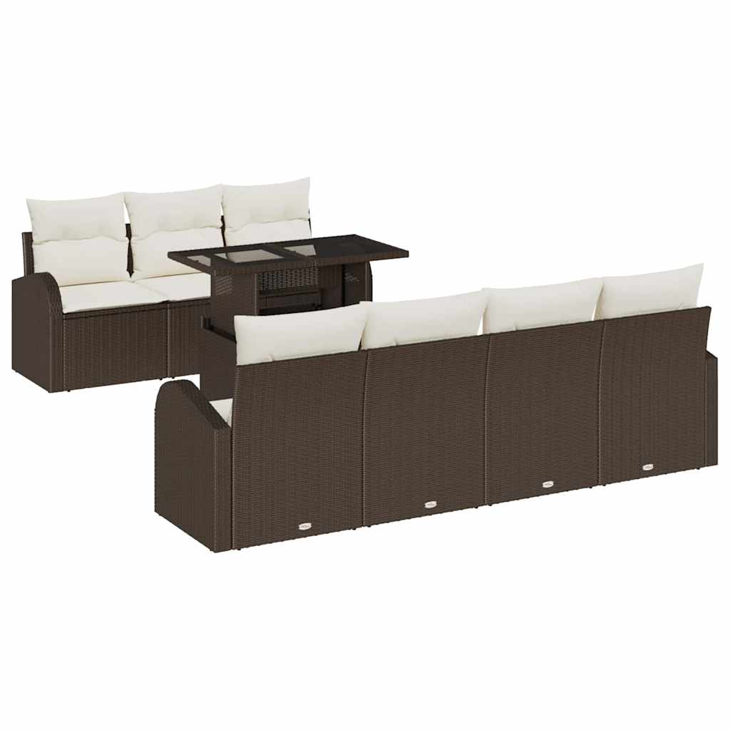 Set Divano da Giardino 8 pz Marrone Rattan in Polipropilene | homemem39
