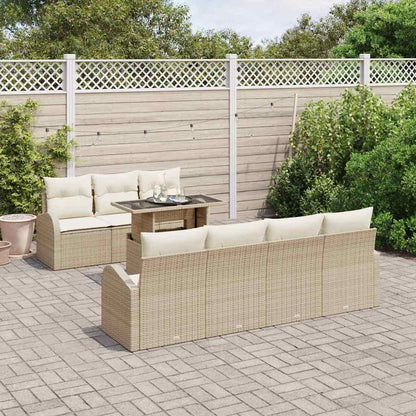 Set Divano da Giardino 8 pz Beige Rattan in Polipropilene