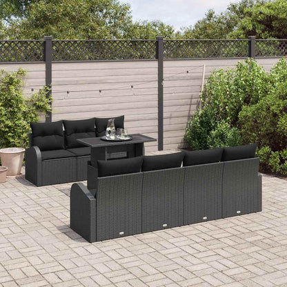 Set Divano da Giardino 8 pz Nero Rattan in Polipropilene
