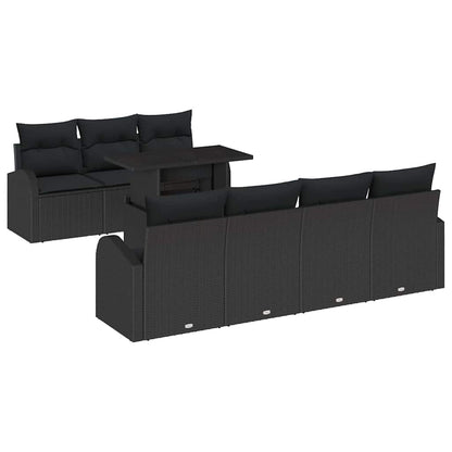 Set Divano da Giardino 8 pz Nero Rattan in Polipropilene
