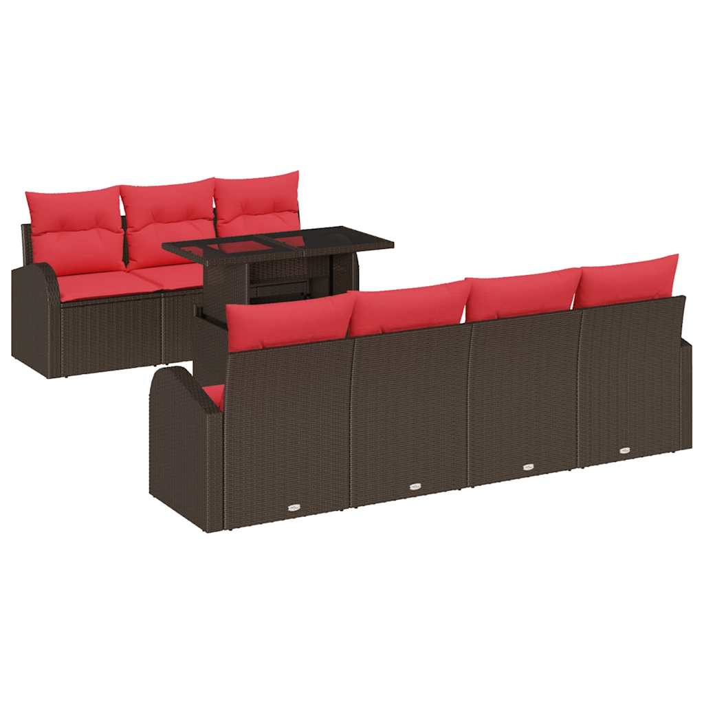 Set Divano da Giardino 8 pz Marrone Rattan in Polipropilene | homemem39