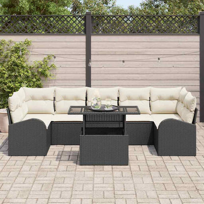 Set Divano da Giardino 8 pz Nero Rattan in Polipropilene