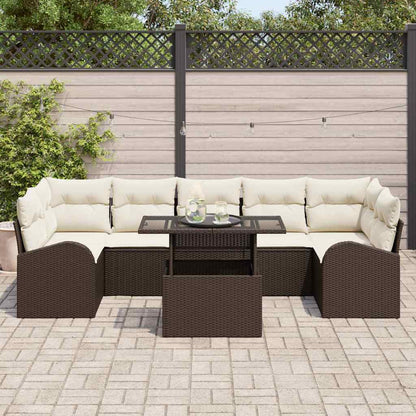 Set Divano da Giardino 8 pz Marrone Rattan in Polipropilene | homemem39