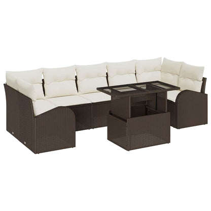 Set Divano da Giardino 8 pz Marrone Rattan in Polipropilene | homemem39