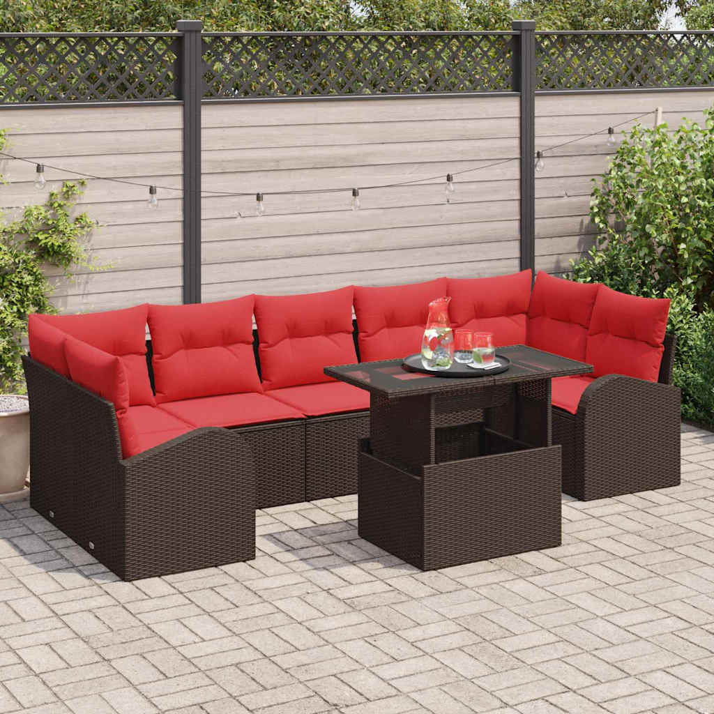 Set Divano da Giardino 8 pz Marrone Rattan in Polipropilene | homemem39