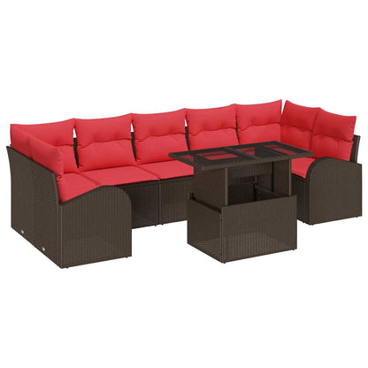 Set Divano da Giardino 8 pz Marrone Rattan in Polipropilene | homemem39