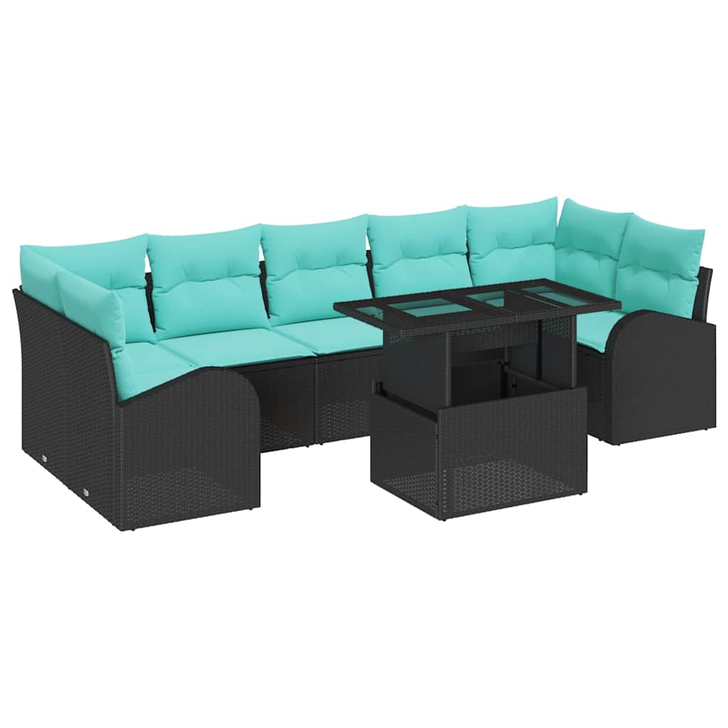 Set Divano da Giardino 8 pcs Nero Rattan in Polipropilene | homemem39