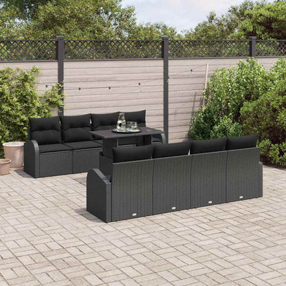 Set Divano da Giardino 9 pz Nero Rattan in Polipropilene