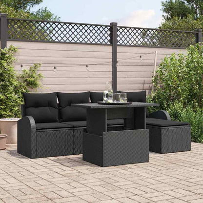 Set Divano da Giardino 6 pz Nero Poly Rattan