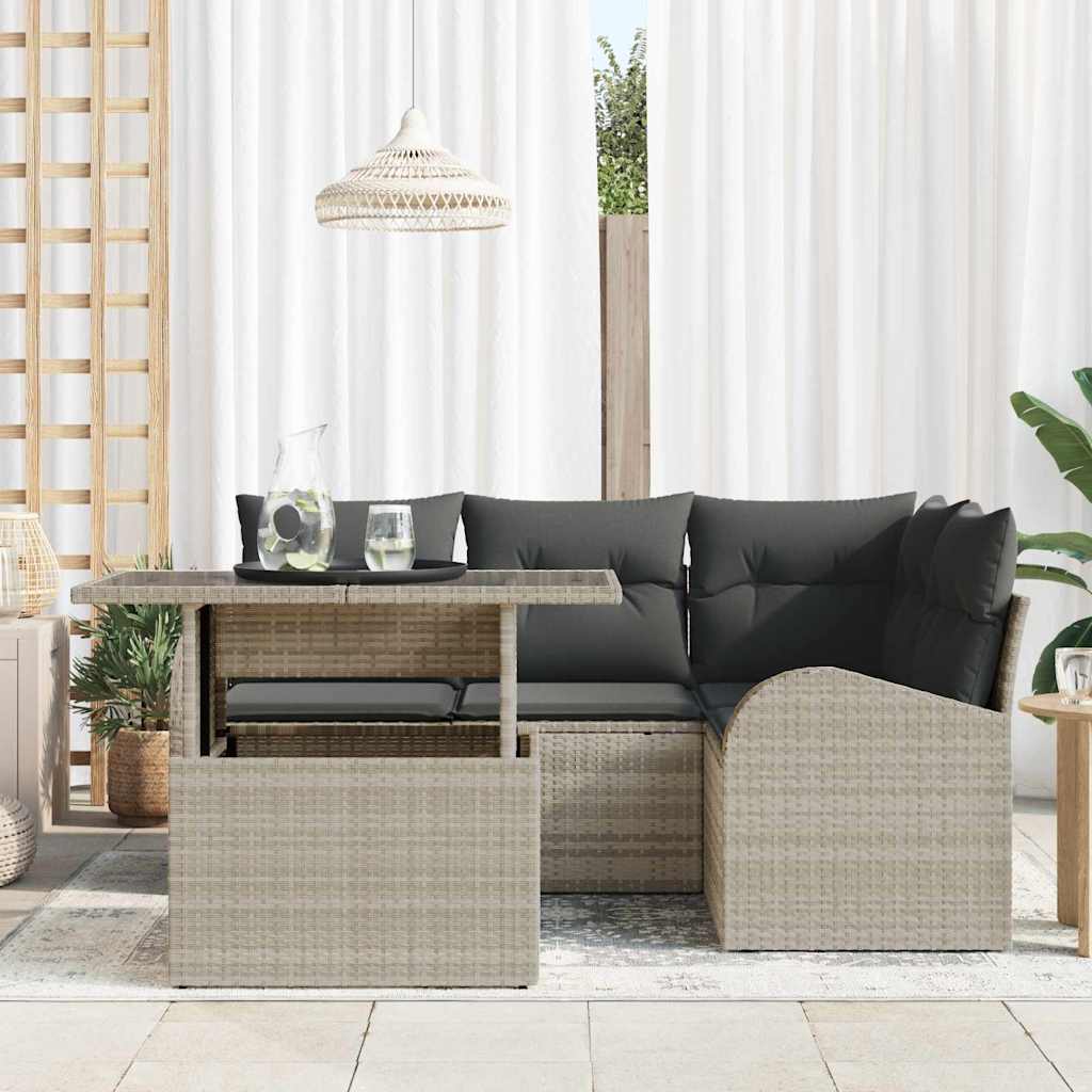 Set Divano da Giardino 5 pz 4-Numero di posti Grigio chiaro
