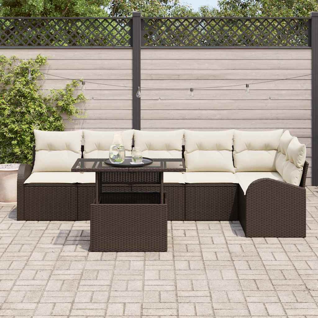 Set Divano da Giardino 7 pz 6-Numero di posti Marrone