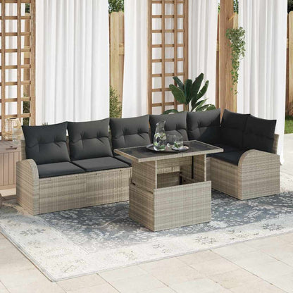 Set Divano da Giardino 7 pz 6-Numero di posti Grigio chiaro