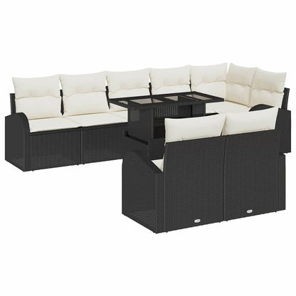 Set Divano da Giardino con archiviazione 9 pcs Nero Poly Rattan | homemem39