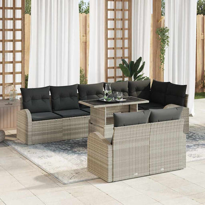 Set Divano da Giardino 9 pcs Grigio chiaro Poly Rattan | homemem39