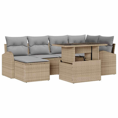 Set Divano da Giardino 7 pcs Beige Poly Rattan | homemem39