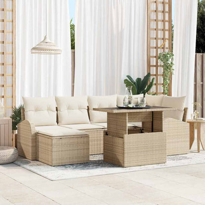 Set Divano da Giardino 7 pcs Beige Poly Rattan | homemem39