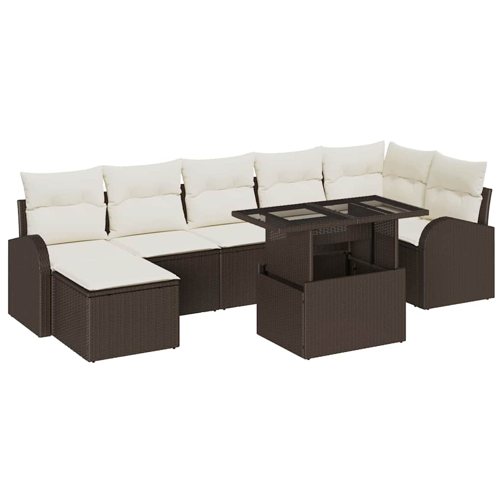 Set Divano da Giardino 8 pz Marrone Poly Rattan | homemem39