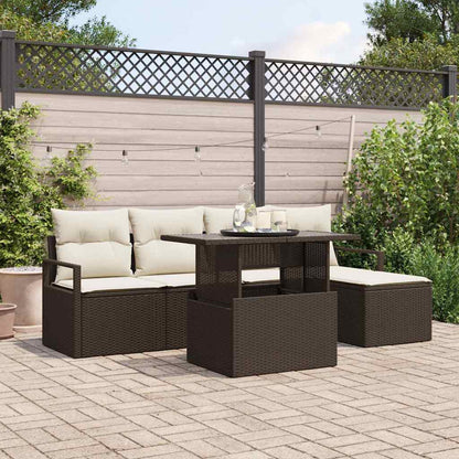 Set Divano da Giardino 6 pcs Marrone Poly Rattan - homemem39