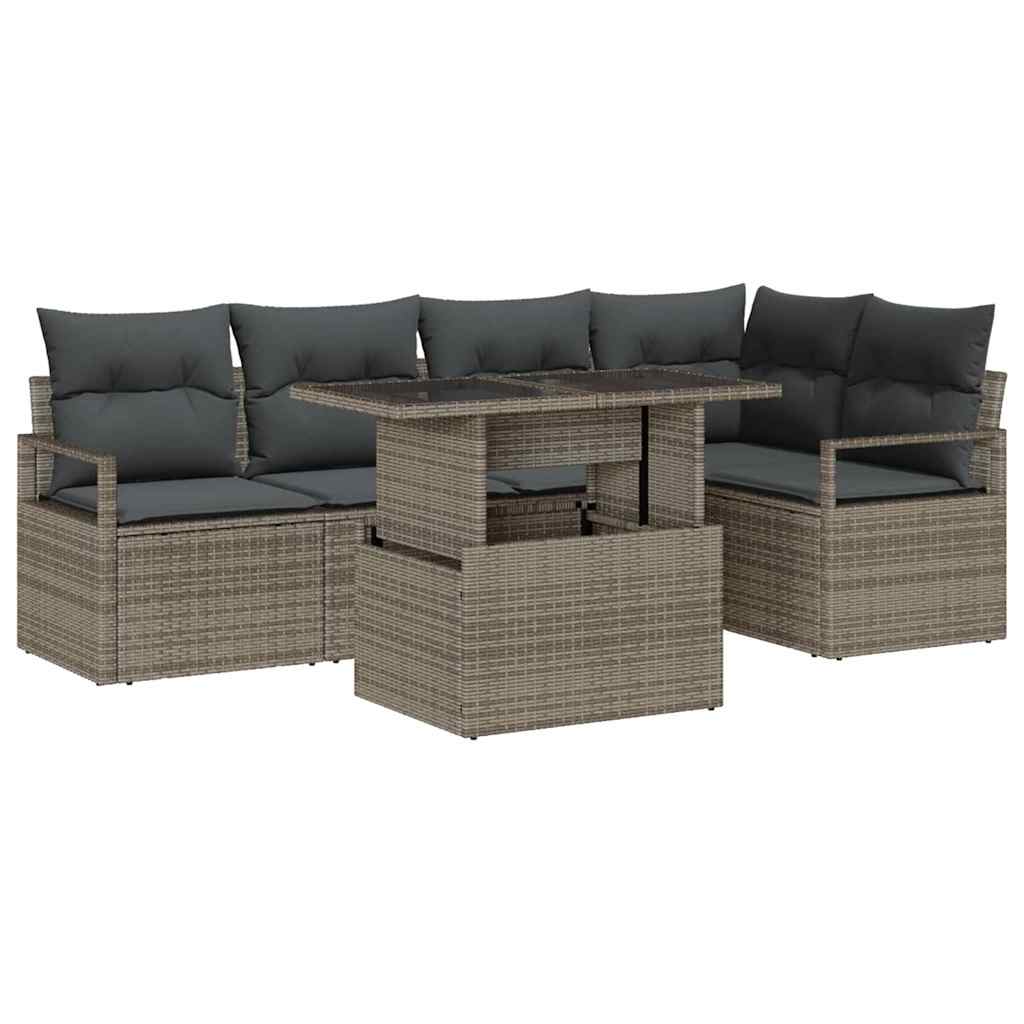 Set Divano da Giardino 6 pcs Grigio Poly Rattan - homemem39