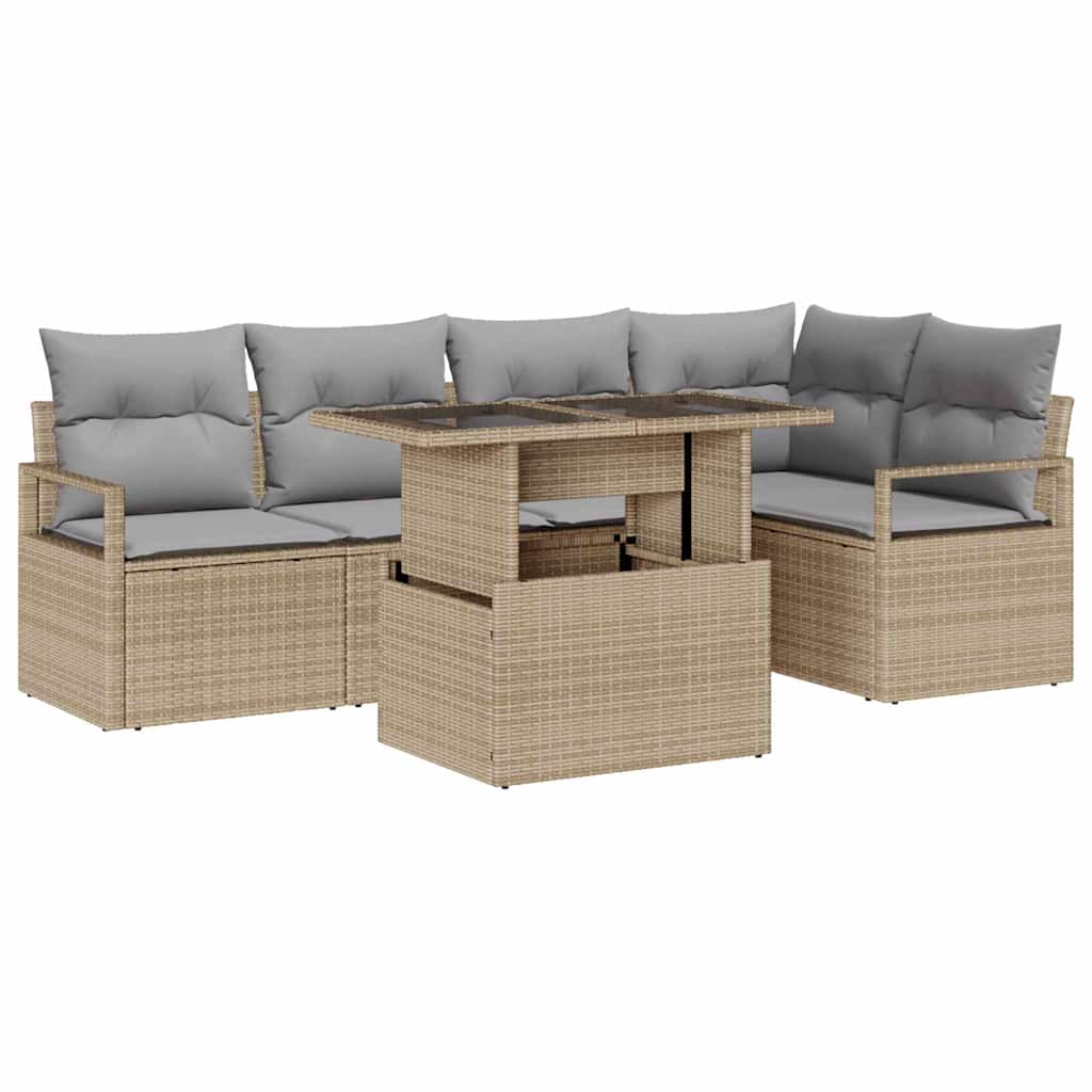 Set Divano da Giardino 6 pcs Beige Poly Rattan - homemem39