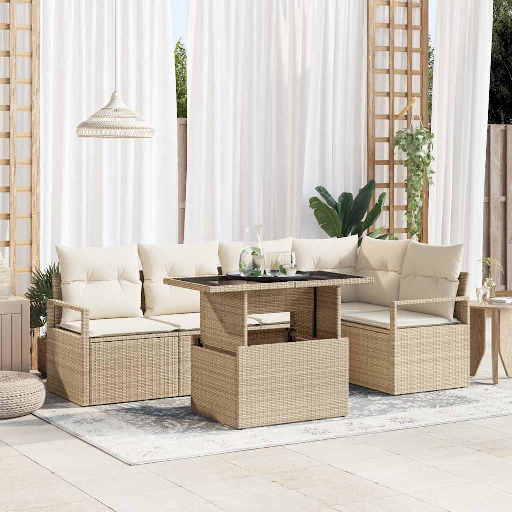 Set Divano da Giardino 6 pcs Beige Poly Rattan - homemem39