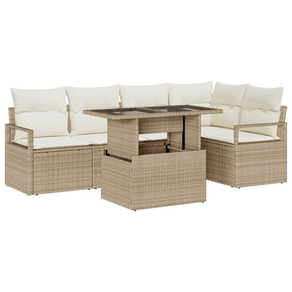 Set Divano da Giardino 6 pcs Beige Poly Rattan - homemem39