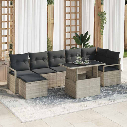 Set Divano da Giardino 8 pcs Grigio chiaro Poly Rattan - homemem39