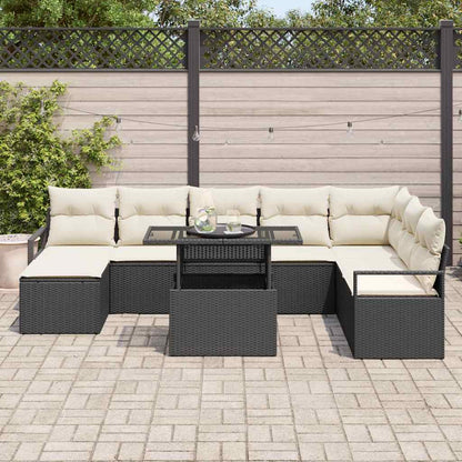 Set Divano da Giardino con archiviazione 9 pcs Nero Poly Rattan - homemem39