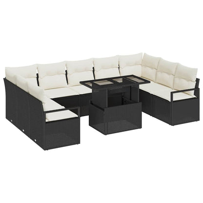 Set Divano da Giardino 10 pcs Nero Poly Rattan - homemem39