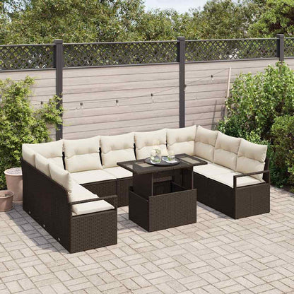 Set Divano da Giardino 10 pcs Marrone Poly Rattan - homemem39