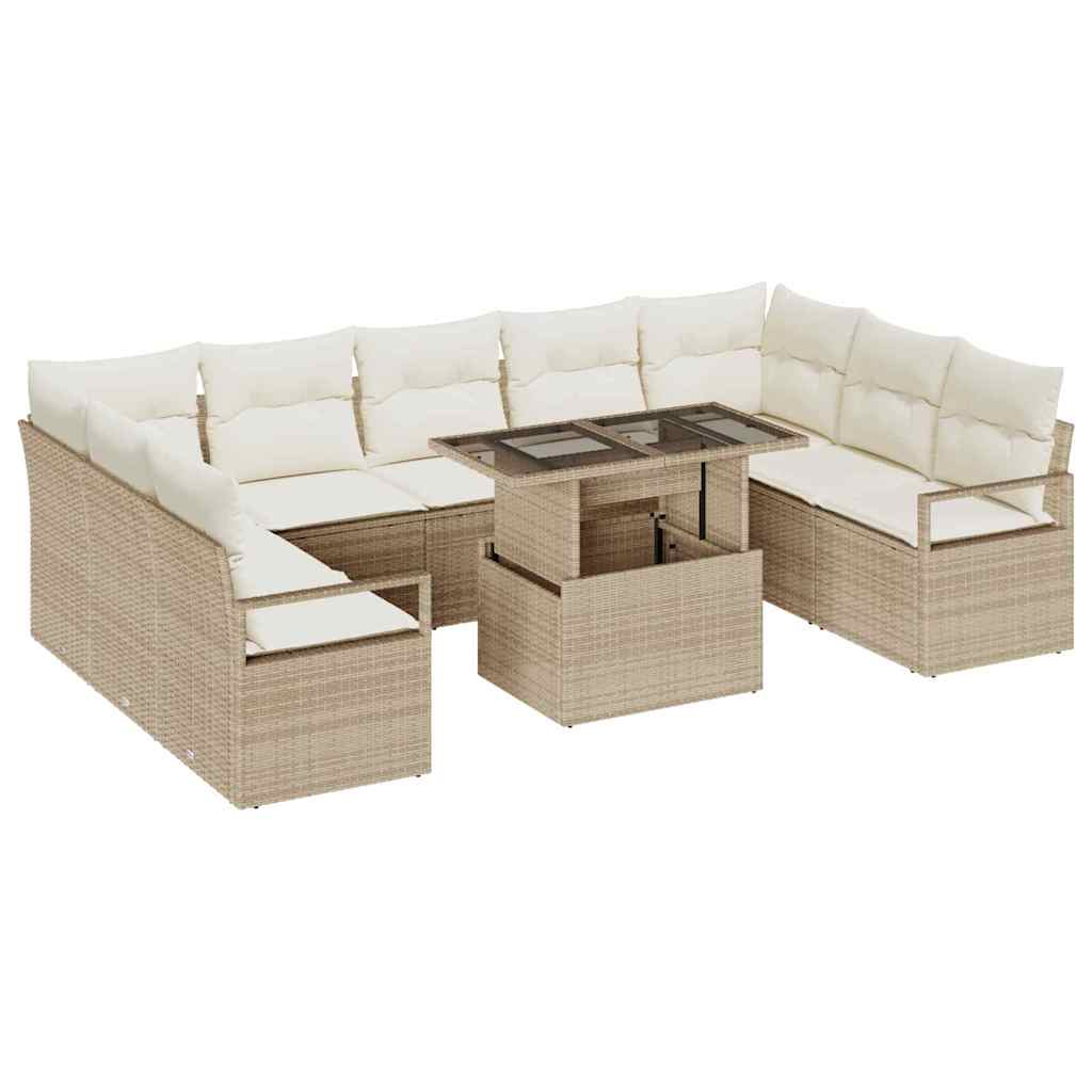 Set Divano da Giardino 10 pcs Beige Poly Rattan - homemem39