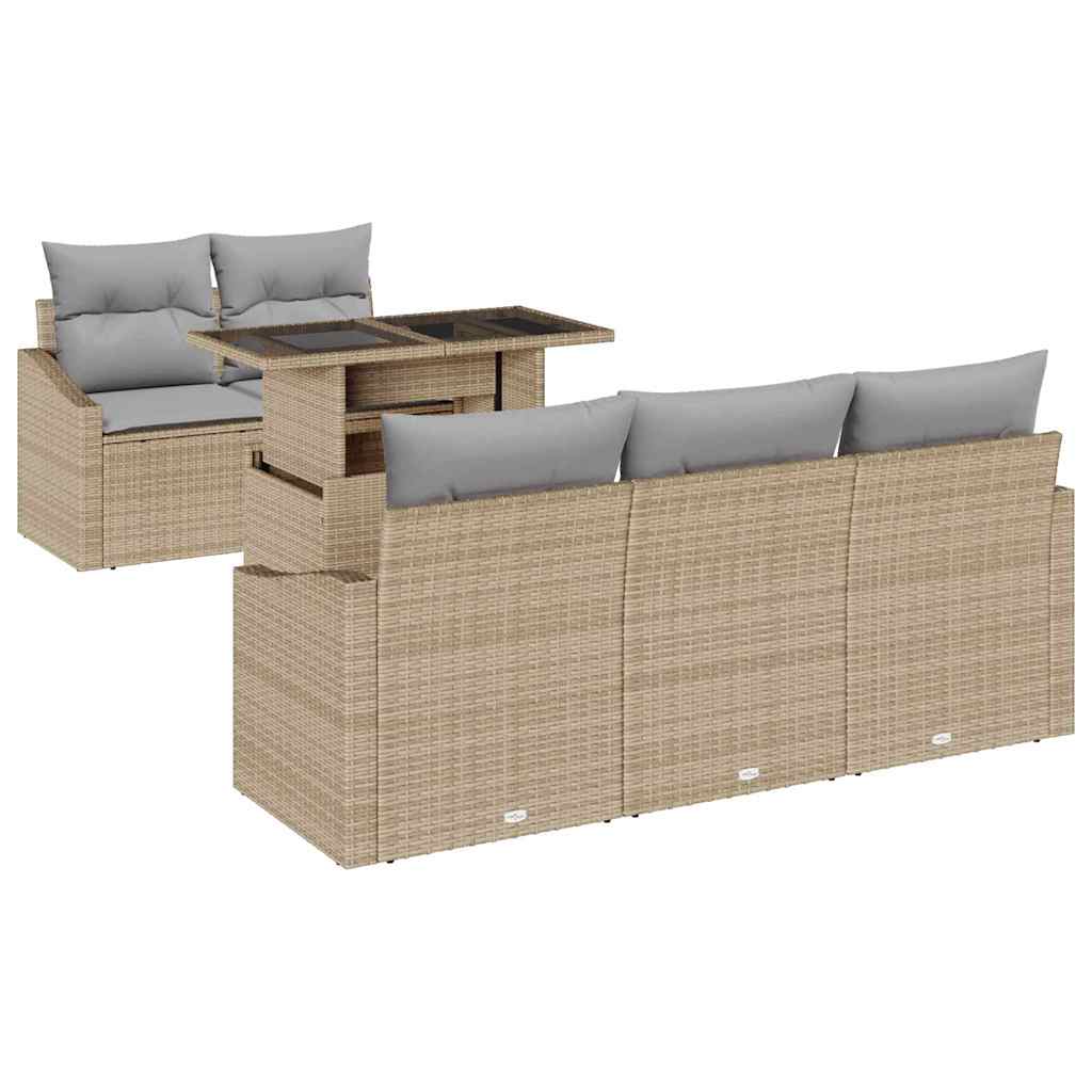 Set Divano da Giardino 6 pcs Beige Poly Rattan - homemem39