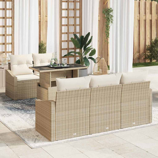 Set Divano da Giardino 6 pcs Beige Poly Rattan - homemem39