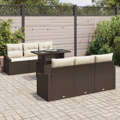 Set Divano da Giardino 7 pcs Marrone Poly Rattan - homemem39