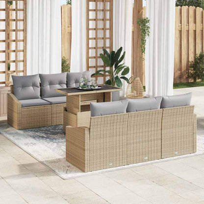 Set Divano da Giardino 7 pcs Beige Poly Rattan - homemem39
