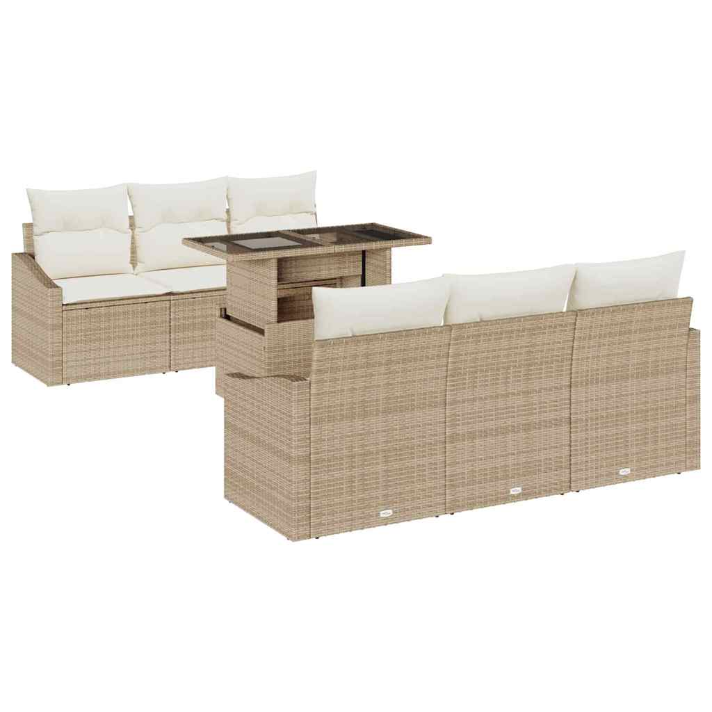 Set Divano da Giardino 7 pcs Beige Poly Rattan - homemem39