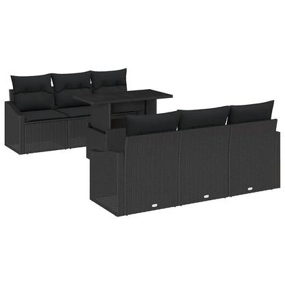Set Divano da Giardino con archiviazione 7 pcs Nero Poly Rattan - homemem39