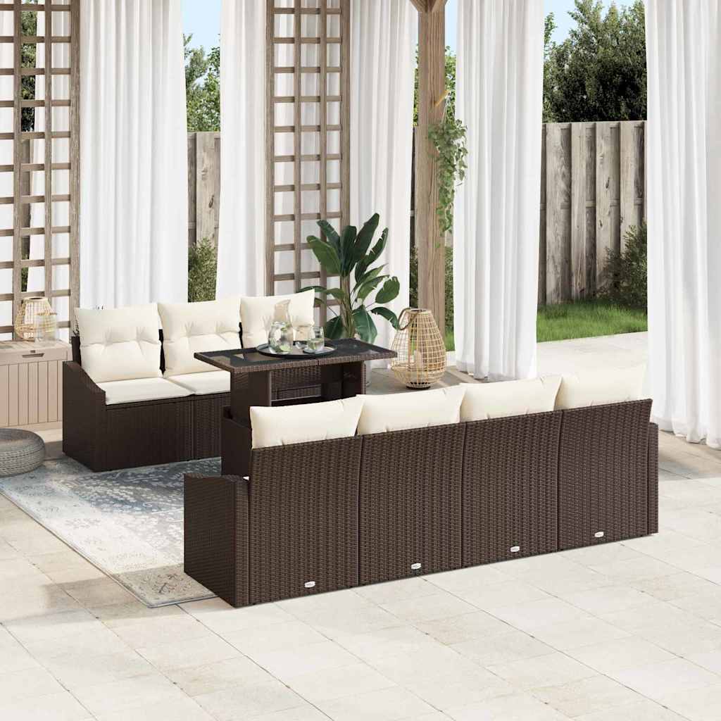 Set Divano da Giardino 8 pcs Marrone Poly Rattan - homemem39