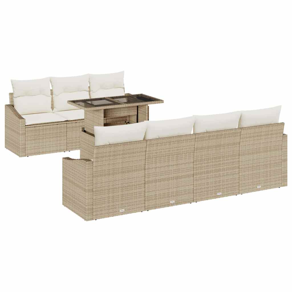 Set Divano da Giardino 8 pcs Beige Poly Rattan - homemem39